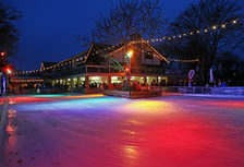 Eisbahn mit bunten Lichtern auf der Laubenheimer Höhe