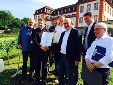 Pflanzung der Ältesten Rebe auf dem Mainzer Prominentenweinberg.