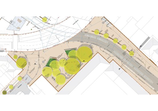 Ausschnitt aus dem Freiflächenplan des Münsterplatzes mit Anordnung der neuen Beete